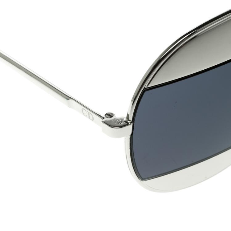 Pre Owned Dior Dark Blue/Silver Dior Split 1 Aviator Sunglasses