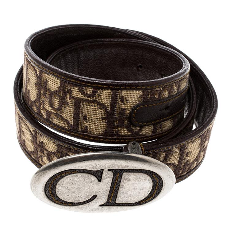 Pre Owned Dior Brown Canvas Diorissimo CD Buckle Belt 90cm