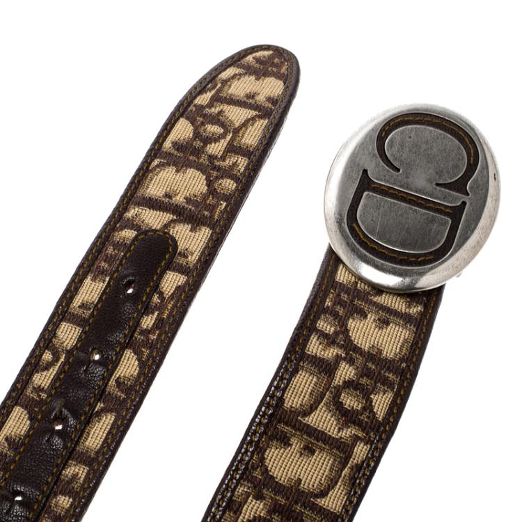 Pre Owned Dior Brown Canvas Diorissimo CD Buckle Belt 90cm