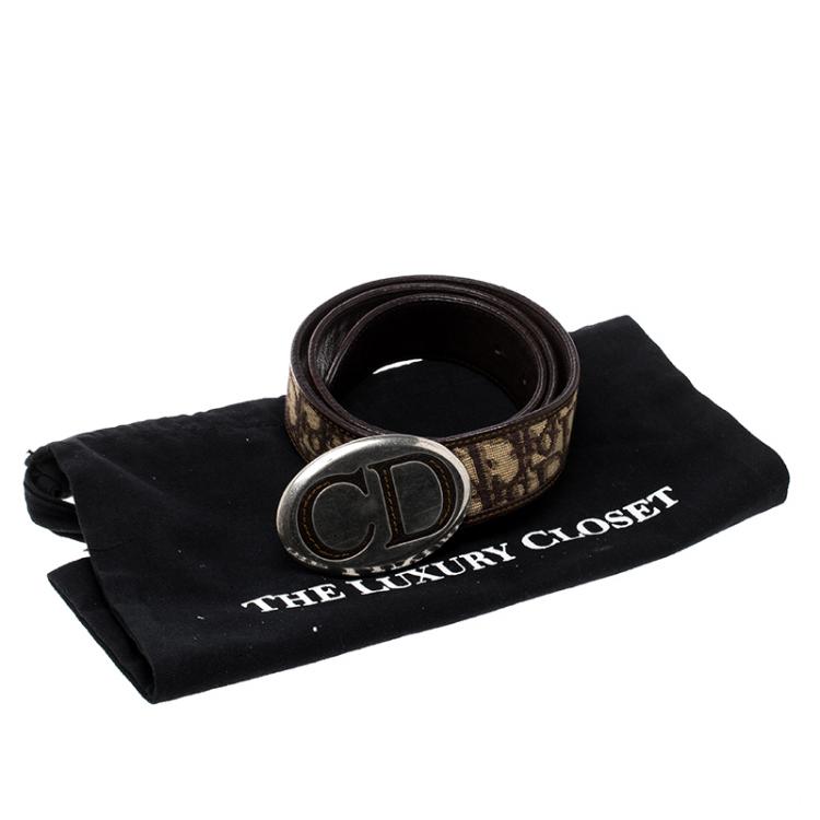 Pre Owned Dior Brown Canvas Diorissimo CD Buckle Belt 90cm