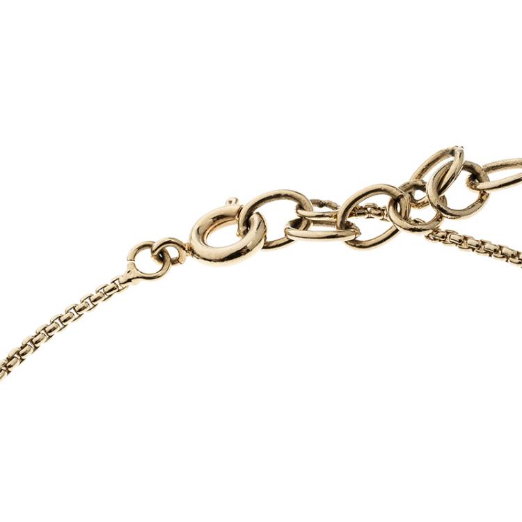 مملوكة مسبقًا Dior by Dior Pink Crystal Gold Tone Charm Bracelet 