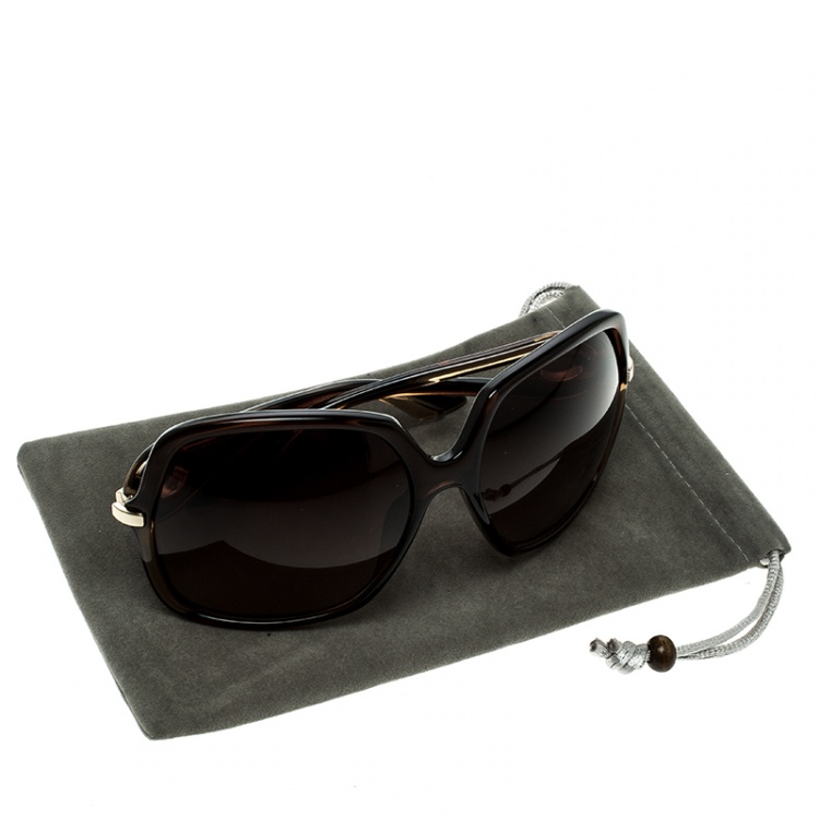 Pre Owned Christian Dior Brown/Brown Gradient 5Y7J6 Dior Volute 1 Square Oversized Sunglasses