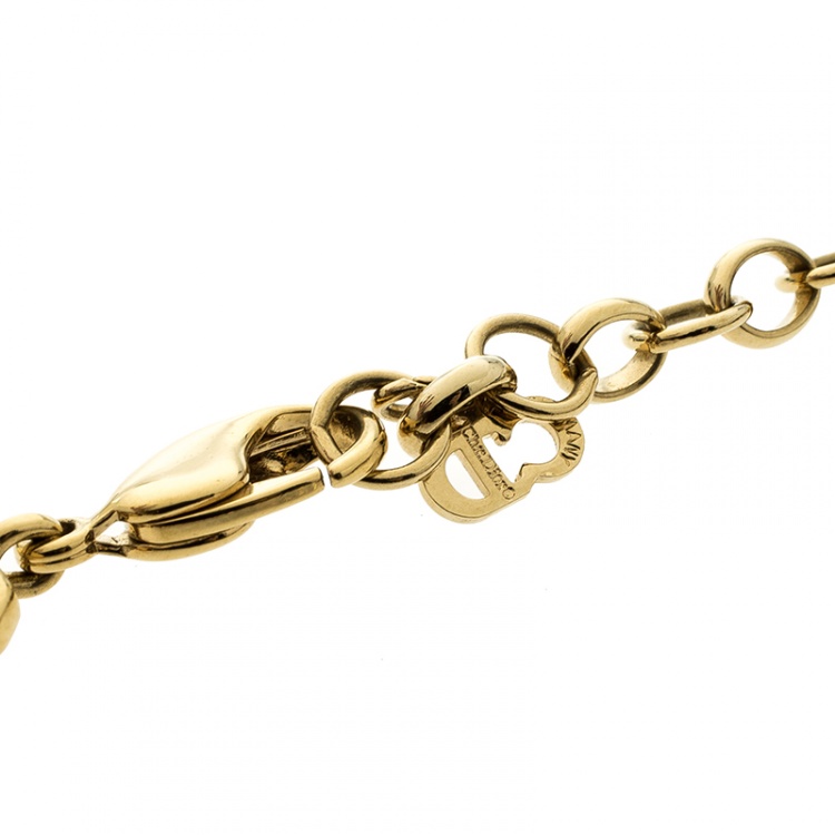 Pre Owned Dior Crystal Gold Tone Geometric Link Necklace