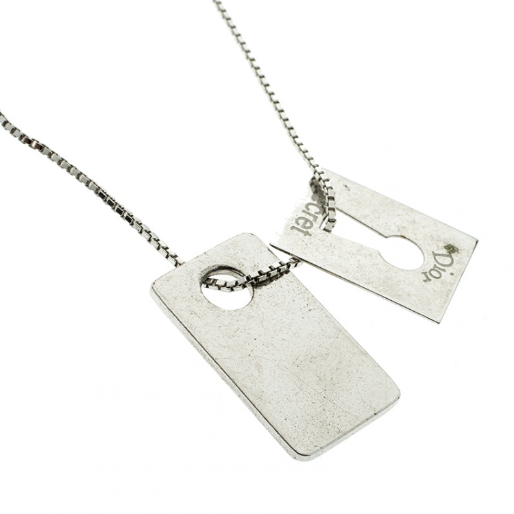 Pre Owned Dior Secret Tag Enamel Silver Bracelet