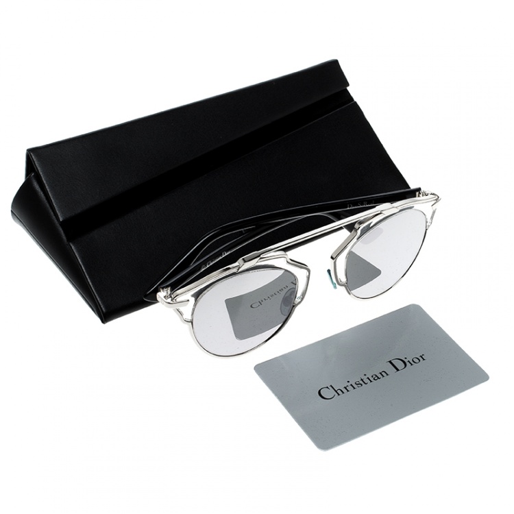 Pre Owned Dior Silver Mirrored APPDC So Real Round Sunglasses