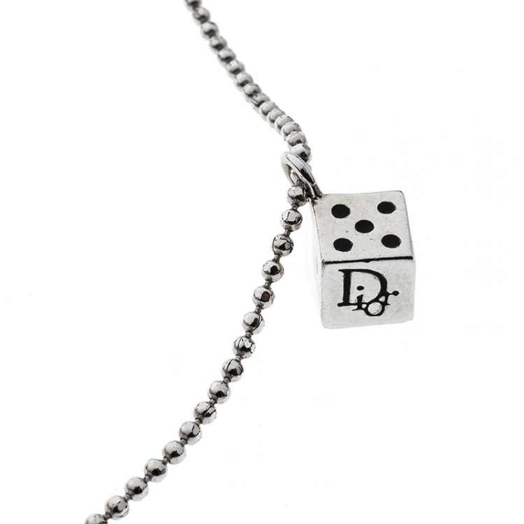Pre Owned Dior Dice Charms Silver Tone Chain Necklace 