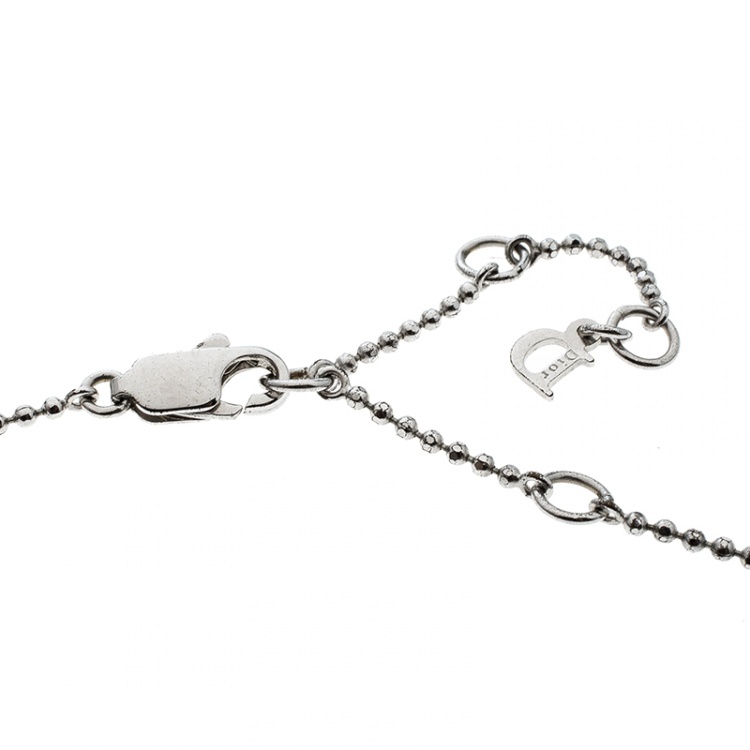 Pre Owned Dior Dice Charms Silver Tone Chain Necklace 
