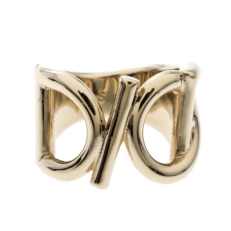 Pre Owned Dior Gold Tone Ring Size 50.5