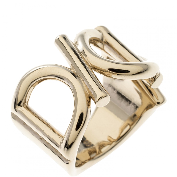 Pre Owned Dior Gold Tone Ring Size 50.5