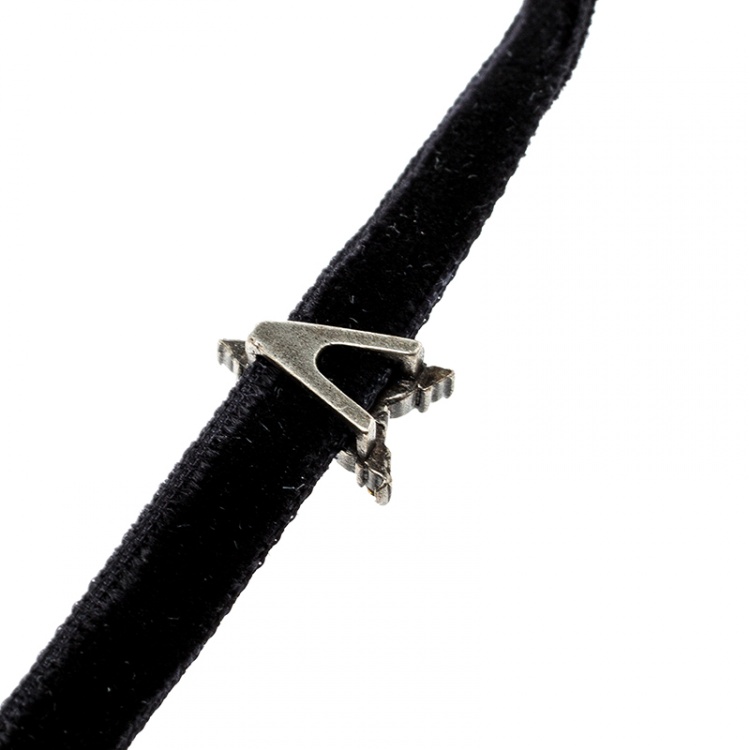 Pre Owned Dior D Porte-Bonheur Crystal Black Velvet Choker