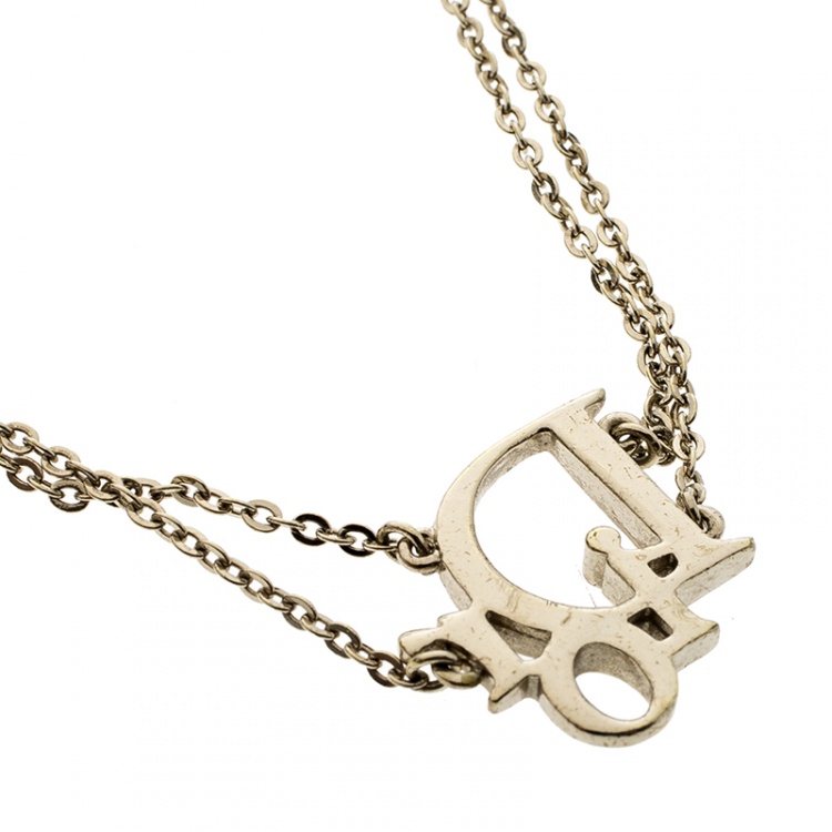 Pre Owned Dior Oblique Crystal Gold Tone Bracelet