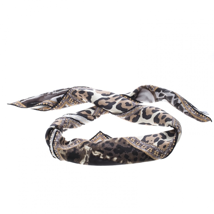 Pre Owned Dior Multicolor Jewel and Animal Printed Silk Square Scarf