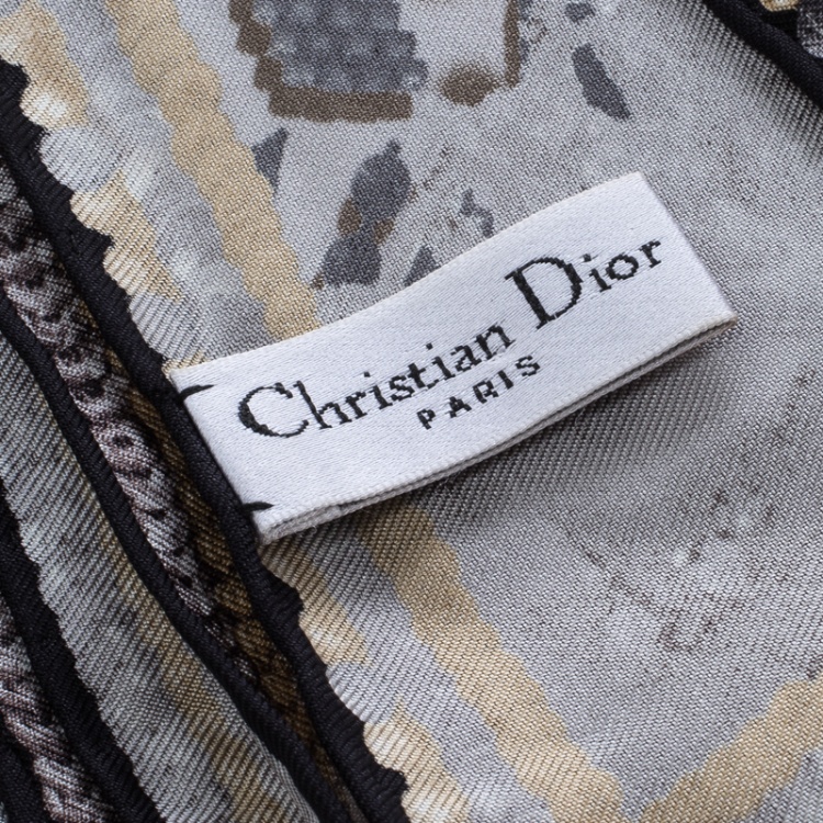 Pre Owned Dior Multicolor Jewel and Animal Printed Silk Square Scarf