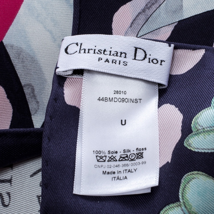 Pre Owned Dior Croquis de Broderies Multicolor Floral Printed Silk Square Scarf