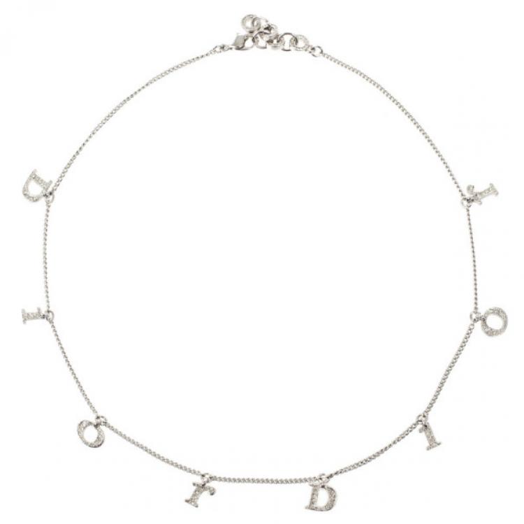 Christian Dior Silver Spell Out Necklace  INTO