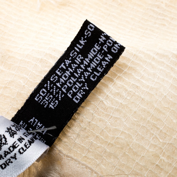 Pre Owned Dior Cream Silk and Mohair Tassel Edged Scarf