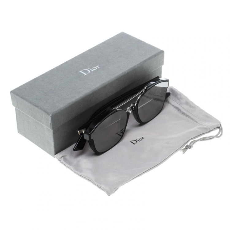 Pre Owned Dior Silver/Black 8070T Dior Abstract Wayfarer Sunglasses