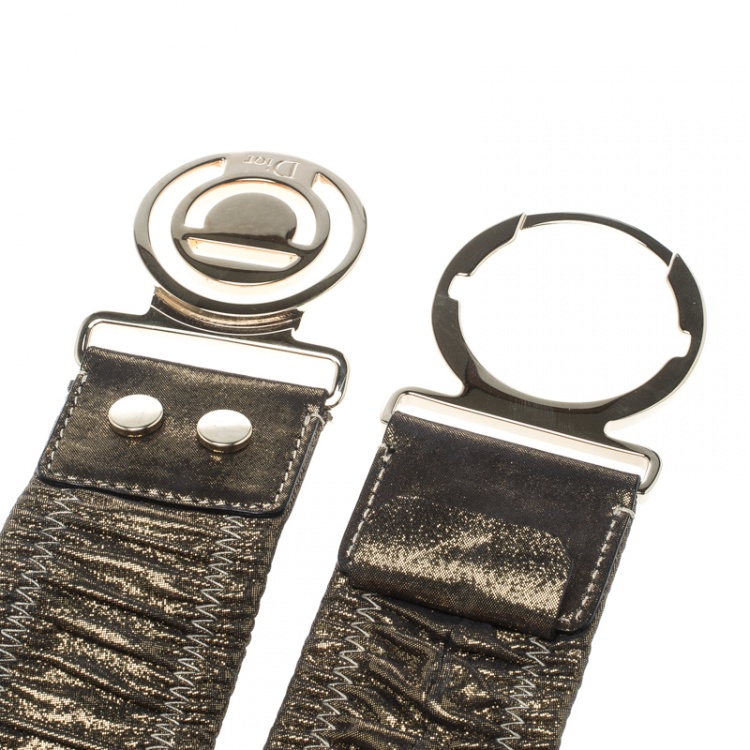 مملوكة مسبقًا Dior Gold Shimmering Elastic Leather Belt S