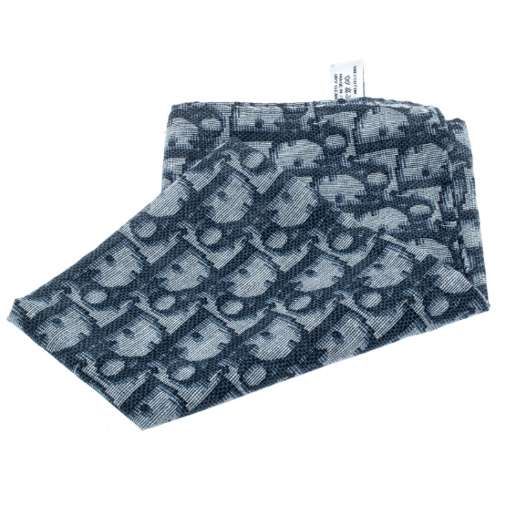 Pre Owned Dior Blue Diorissimo Printed Cotton Sheer Square Scarf