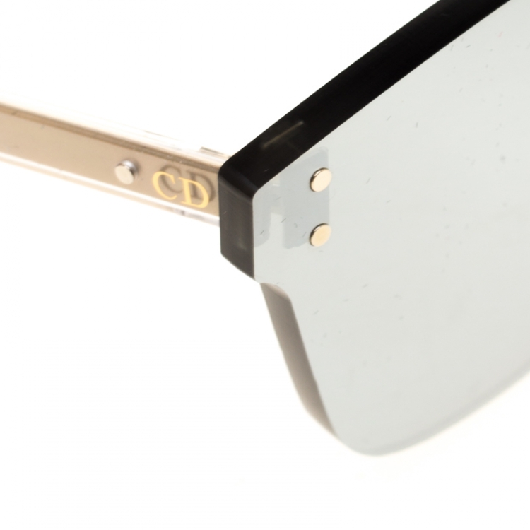 Pre Owned Dior Gold/Black Silver Mirrored Dior Color Quake 2 YB7T4 Shield Wayfarer Sunglasses