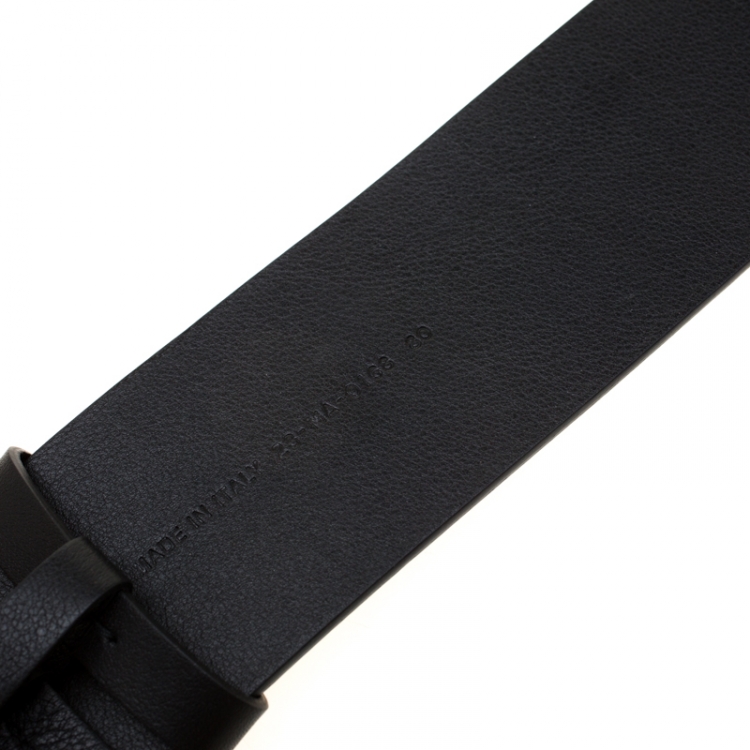 مملوكة مسبقًا Dior Black Leather Diorquake Belt Size 80cm