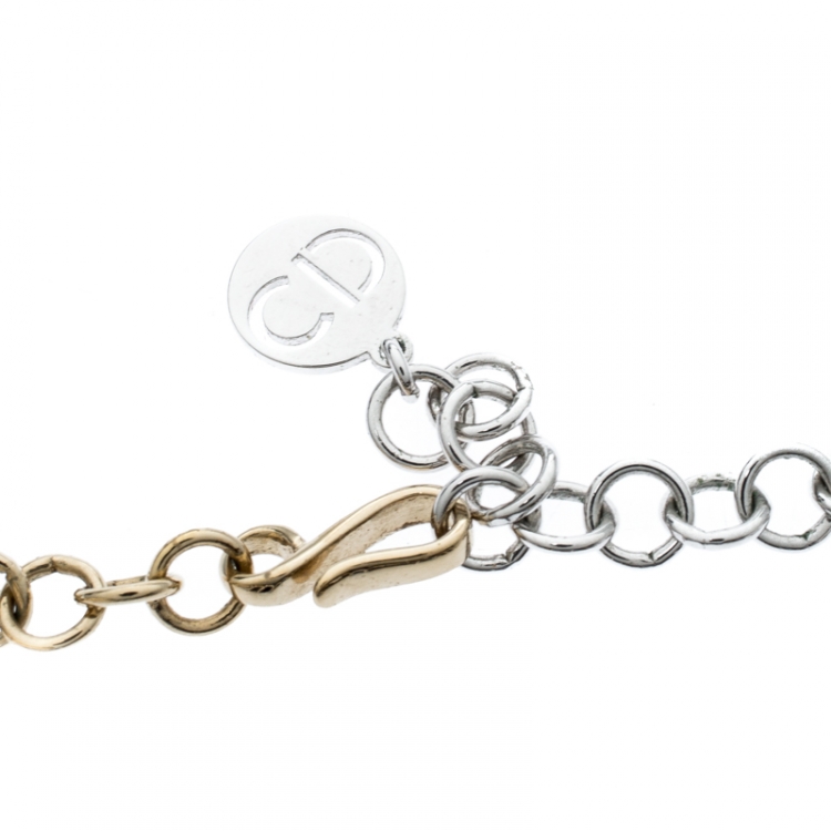 Pre Owned Dior Dual Tone Metal CD Link Choker