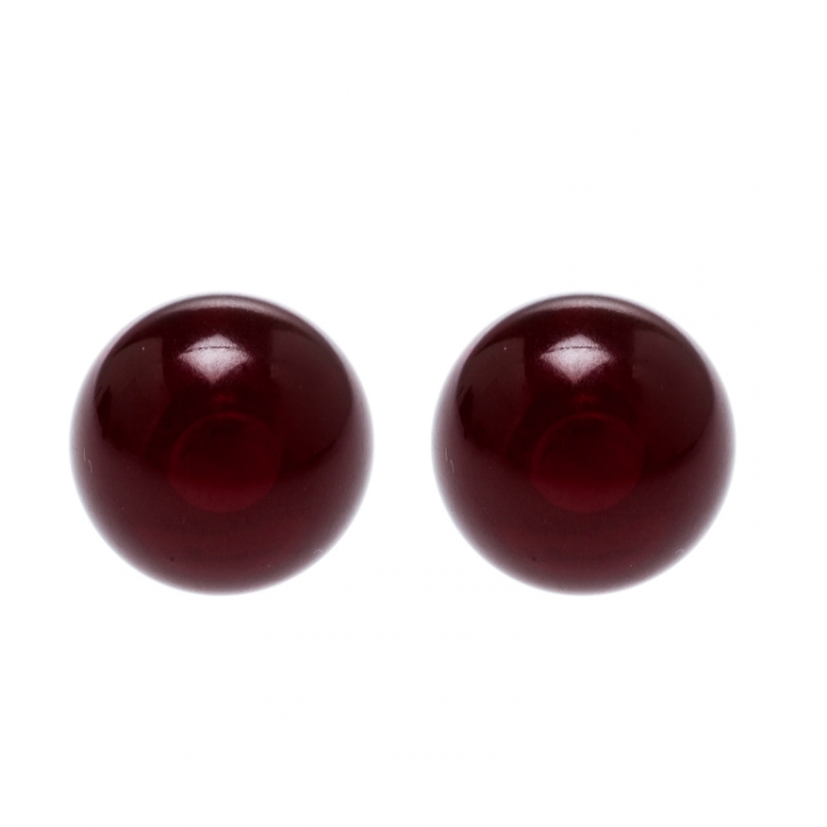 Pre Owned Dior Mise en Dior Tribales Red Resin Stud Earrings