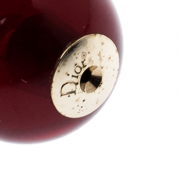 Pre Owned Dior Mise en Dior Tribales Red Resin Stud Earrings