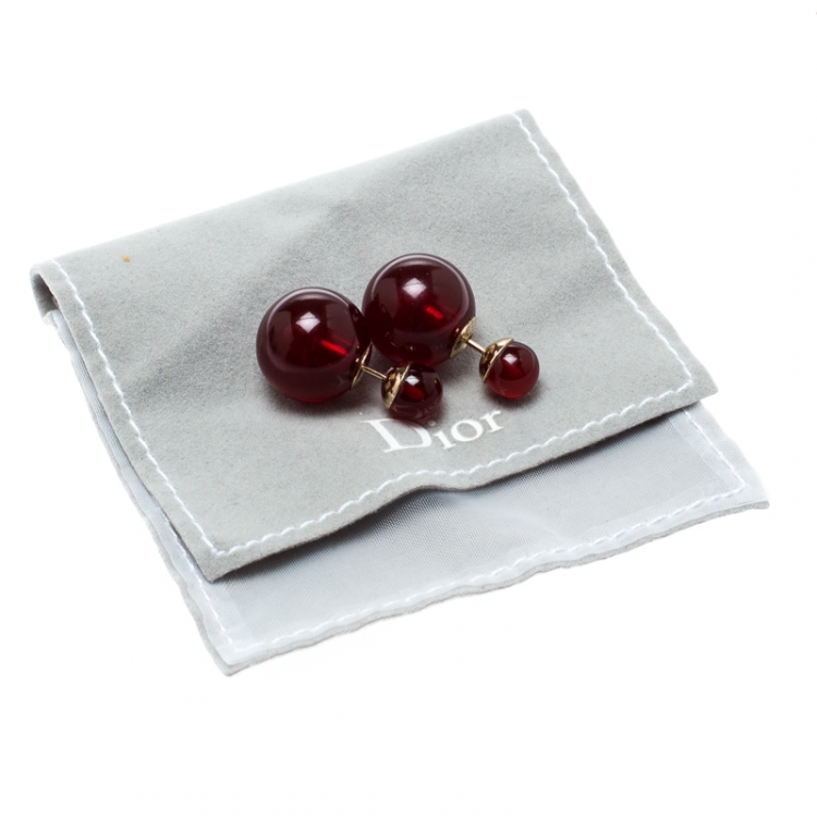 Pre Owned Dior Mise en Dior Tribales Red Resin Stud Earrings