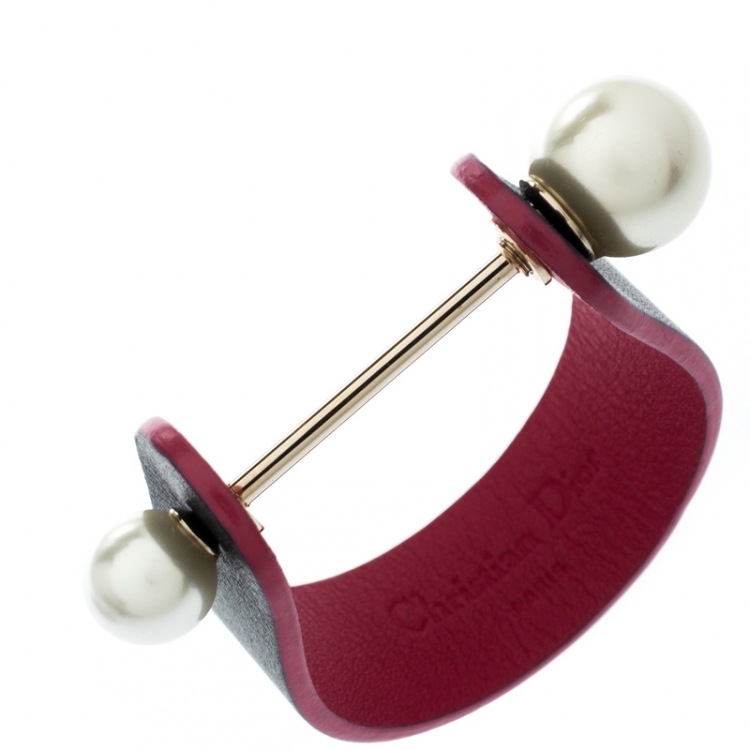 Pre Owned Dior Bicolor Leather Perle Bracelet S