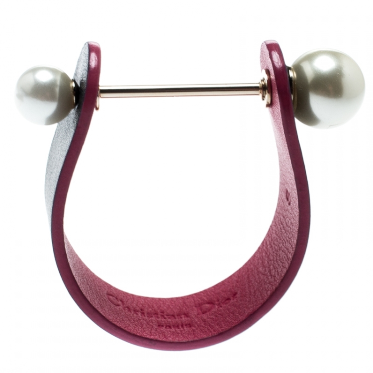 Pre Owned Dior Bicolor Leather Perle Bracelet S
