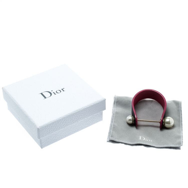 Pre Owned Dior Bicolor Leather Perle Bracelet S