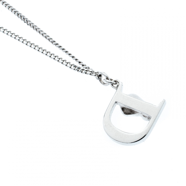 Pre Owned Dior Crystal Encrusted Gaucho Logo Silver Tone Bracelet 