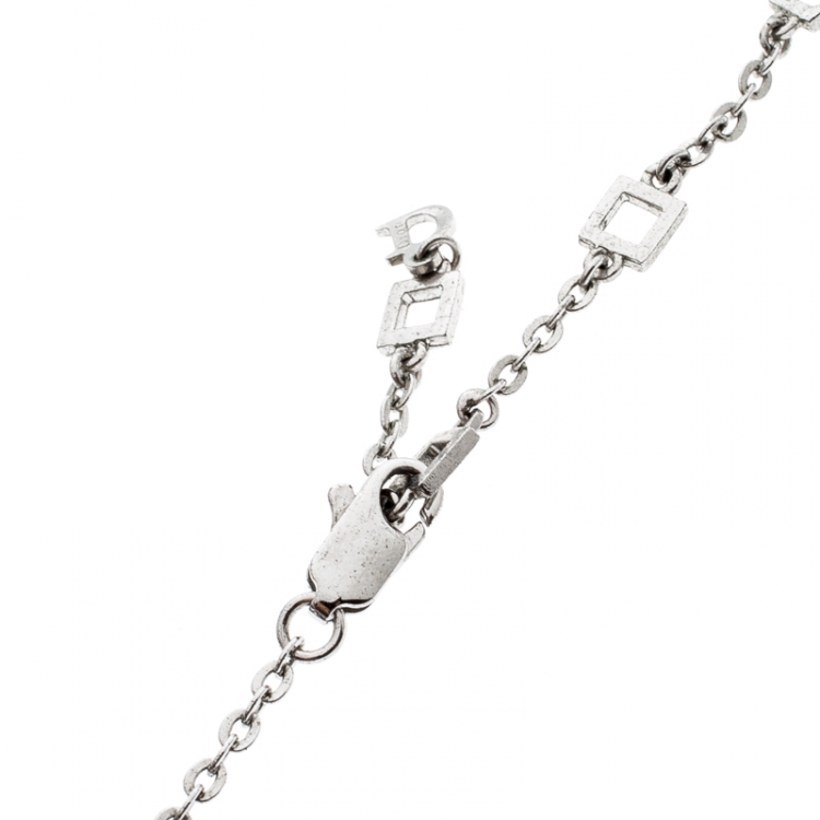 Pre Owned Dior I Heart Dior Pendant Silver Tone Necklace