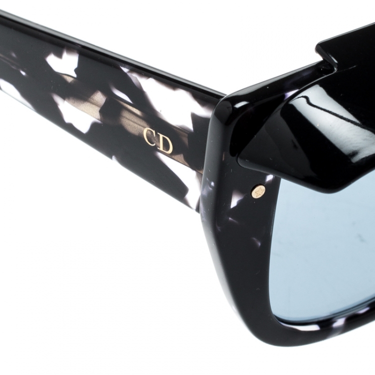 Pre Owned Dior Black Havana/Blue 9WZKU Dior Club 2 Detachable Visor Rectangle Sunglasses
