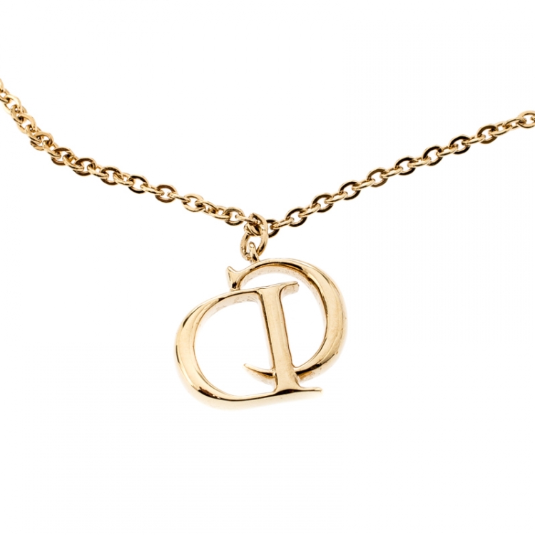 Pre Owned Dior CD Crystal Gold Tone Charm Bracelet 