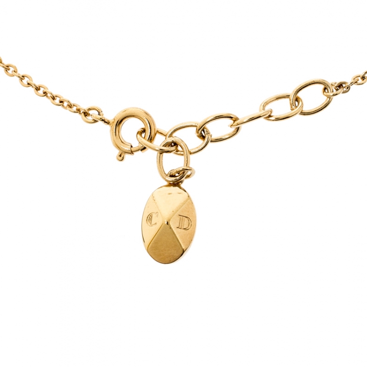Pre Owned Dior CD Crystal Gold Tone Charm Bracelet 