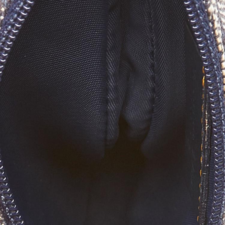 Pre Owned Dior Gray/Blue Canvas Oblique Saddle Pouch