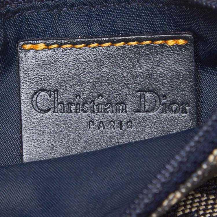 Pre Owned Dior Gray/Blue Canvas Oblique Saddle Pouch