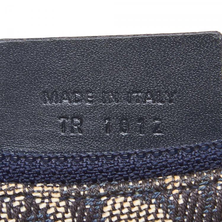 Pre Owned Dior Gray/Blue Canvas Oblique Saddle Pouch