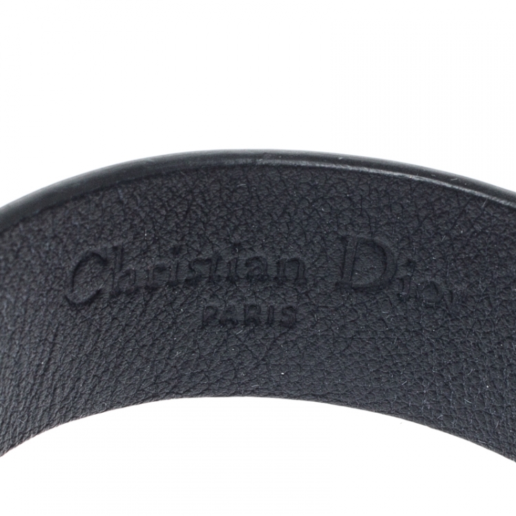 Pre Owned Dior Perle Blue Leather & Faux Pearl Cuff Bracelet S