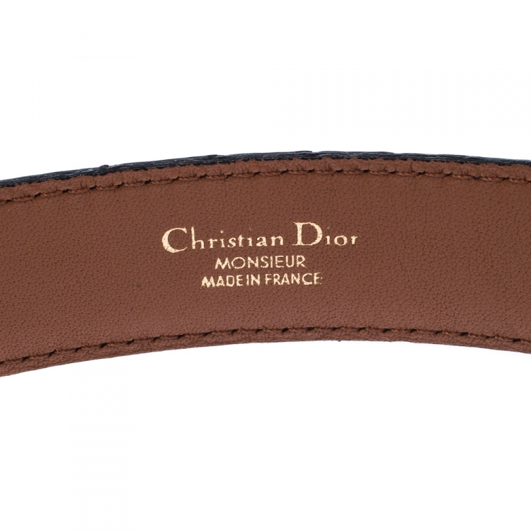 Pre Owned Dior Dark Brown Alligator Leather Buckle Belt 95 CM