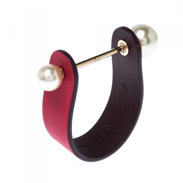 Pre Owned Dior Bicolor Leather Perle Bracelet S