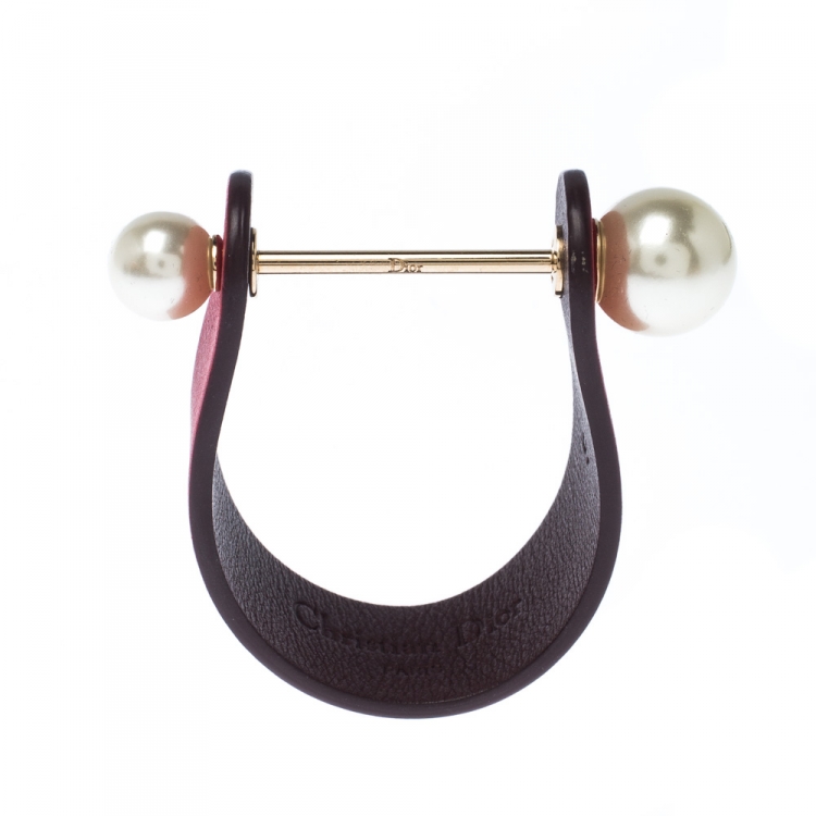 Pre Owned Dior Bicolor Leather Perle Bracelet S