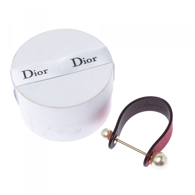 Pre Owned Dior Bicolor Leather Perle Bracelet S