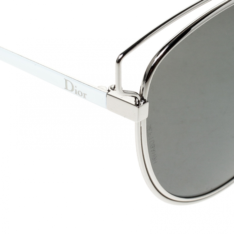Pre Owned Dior Silver/Black DIOR Sideral 2 JB0SF Cat Eye Sunglasses