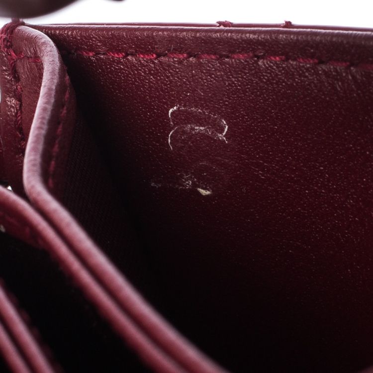 Pre Owned Dior Red Cannage Patent Leather Gusset Card Holder