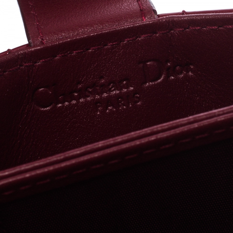Pre Owned Dior Red Cannage Patent Leather Gusset Card Holder