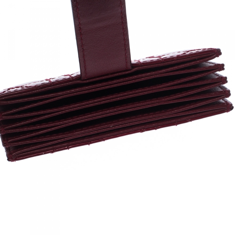 Pre Owned Dior Red Cannage Patent Leather Gusset Card Holder