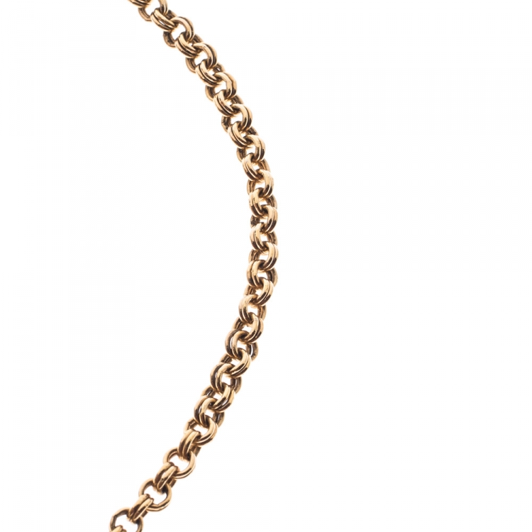 Pre Owned Dior CD Half Faux Pearl Gold Tone Bracelet 